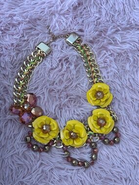 Yellow Floral Statement Necklace - Women Jewelry